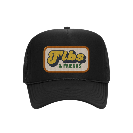 Fibs & Friends Patch Black Trucker Hat