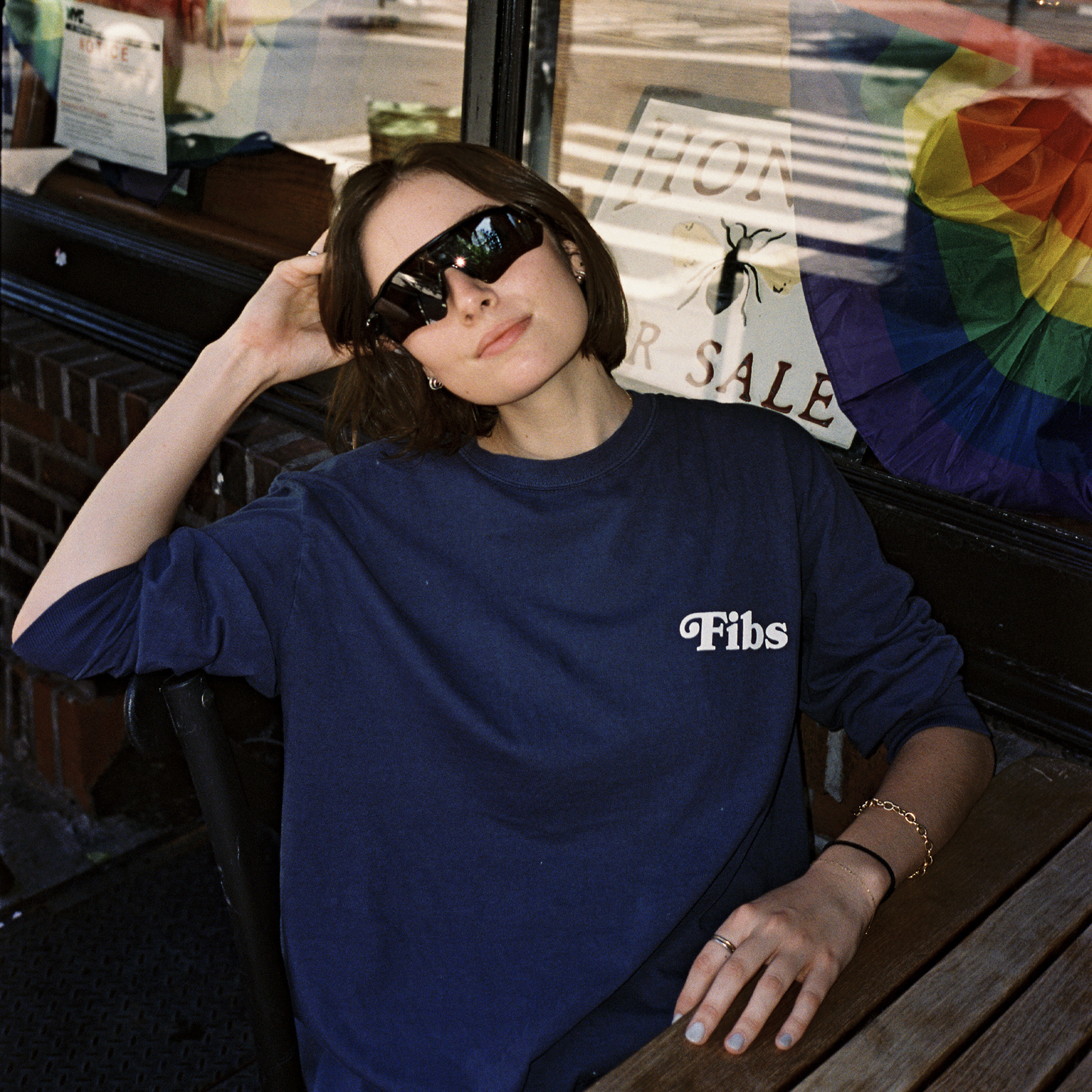 No Vibe Checks Navy Long Sleeve Tee