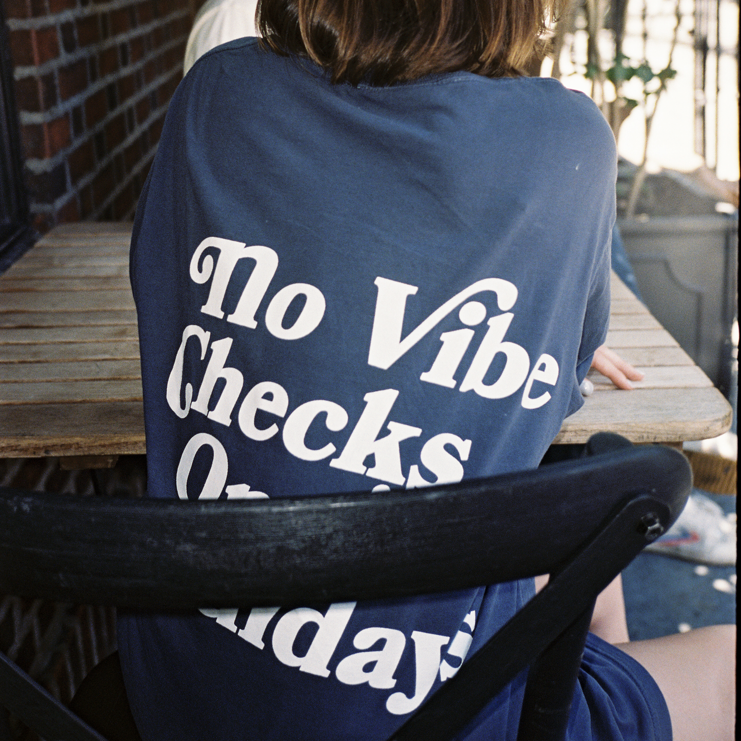 No Vibe Checks Navy Long Sleeve Tee