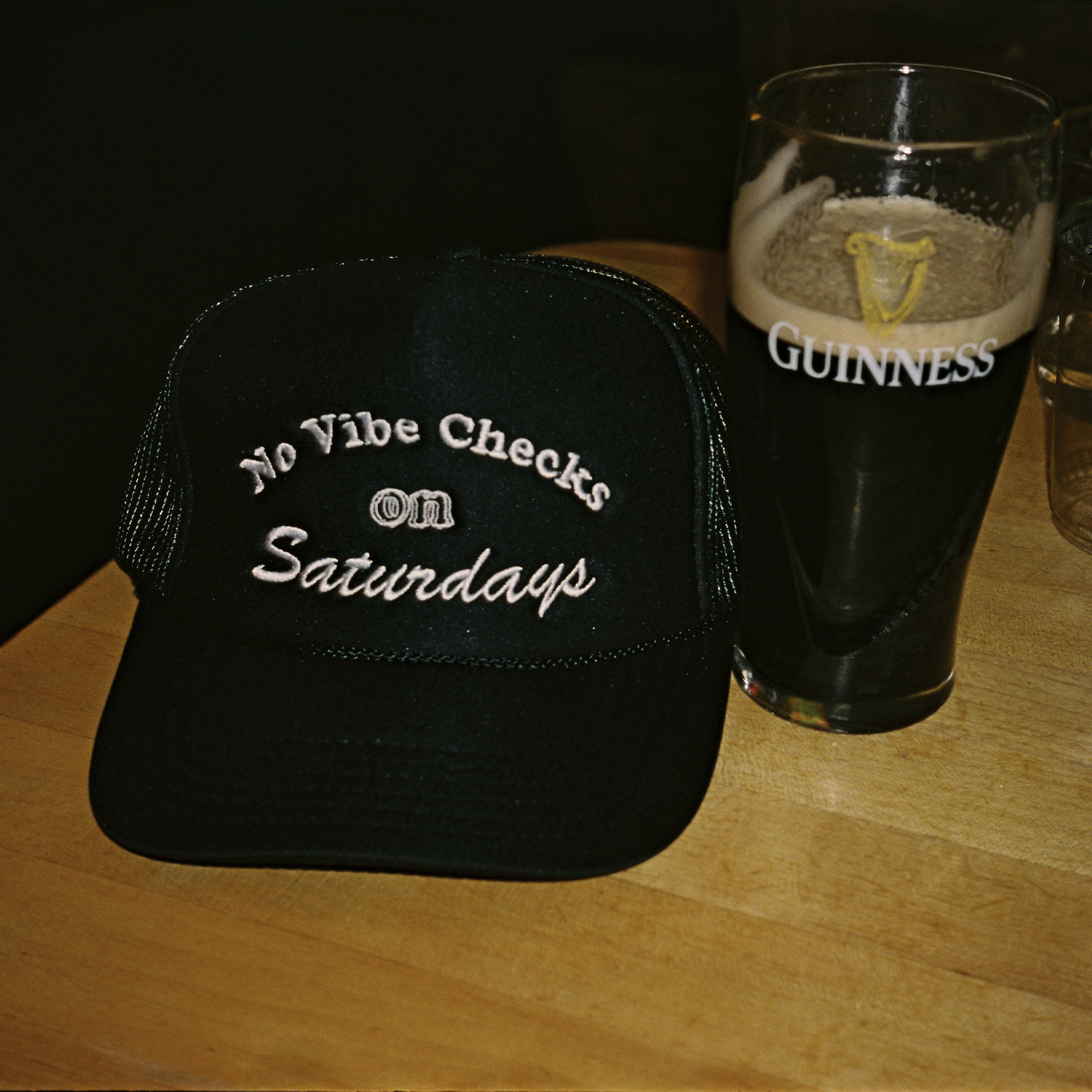 No Vibe Checks Black Trucker Hat