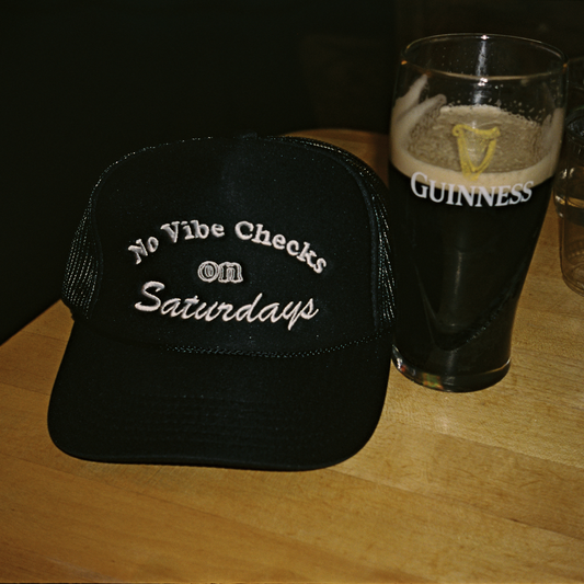 No Vibe Checks Black Trucker Hat